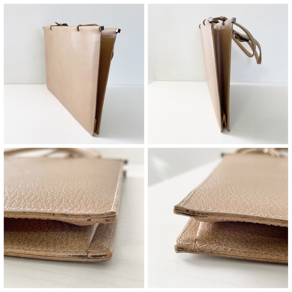 ❤️SOLD❤️Gucci tan leather embossed logo minimalist shoulder bag - Picture 6 of 12